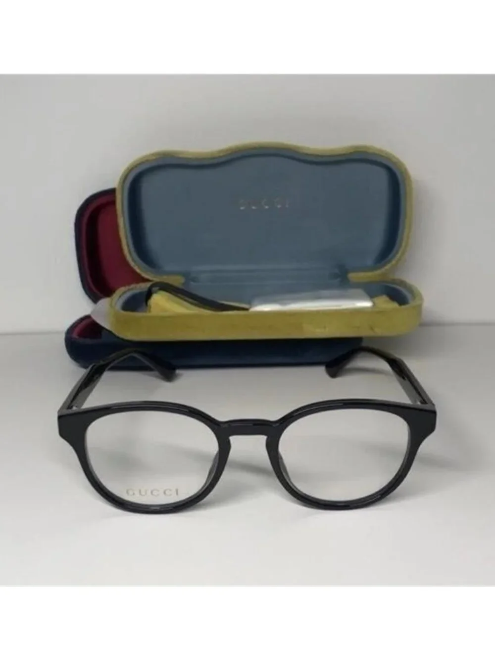 New Authentic Gucci GG0827O 001 Black Round Eyeglasses - Picture 8 of 12